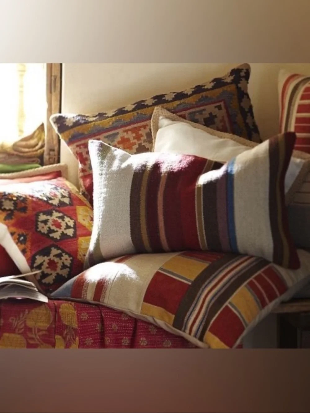 Pottery Barn Wool Dexter dhurrie Stripe Lumbar Throw Pillow Cover set